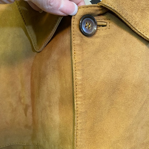 RR Serra Mens Tan Suede Cost 3/4 Length with Pockets Button Closure Lined - Picture 8 of 15